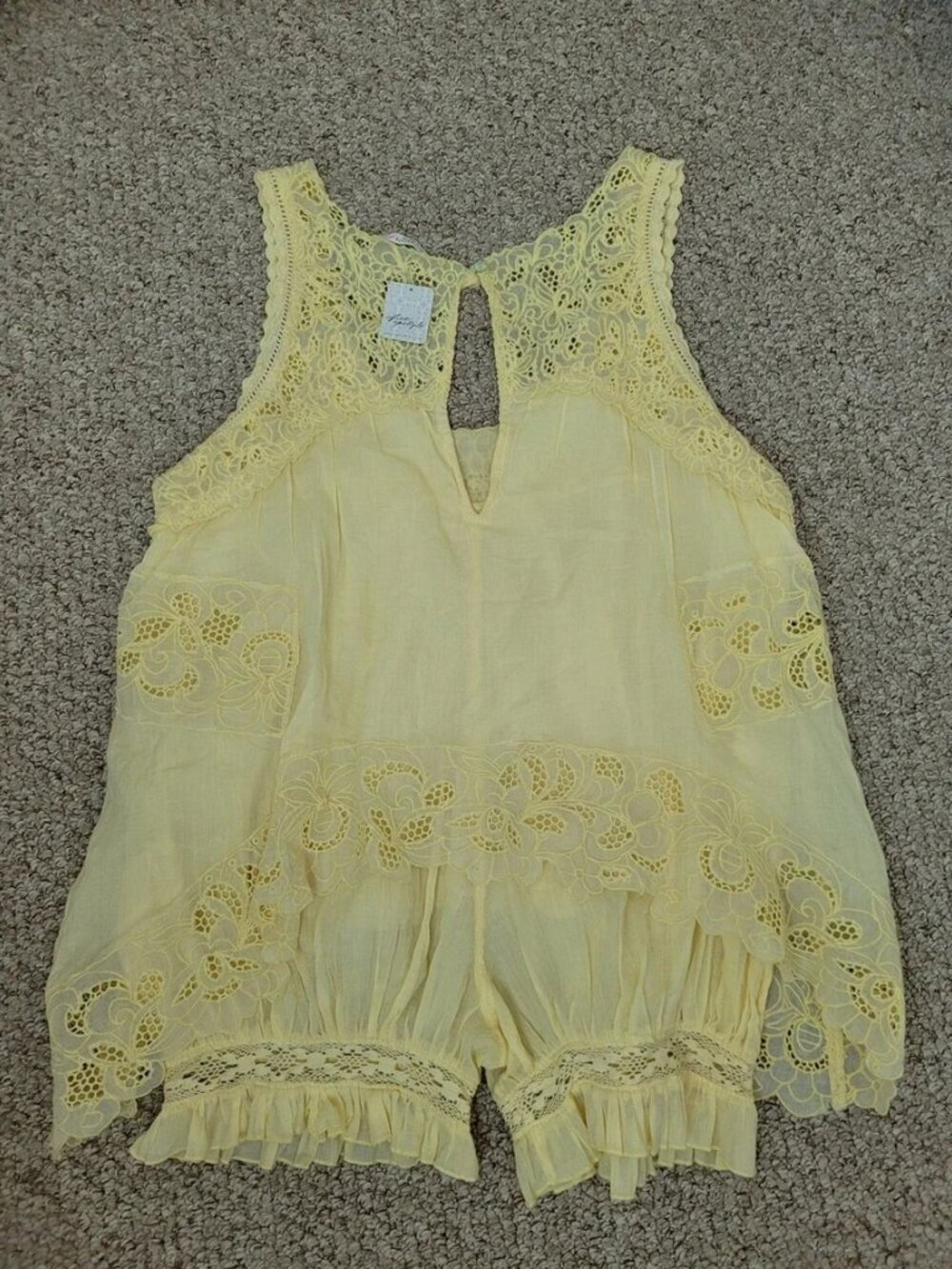 Free People NWT Yellow Eye-catcher Bloomsie Cotton Eyelet Romper - Picture 6 of 8